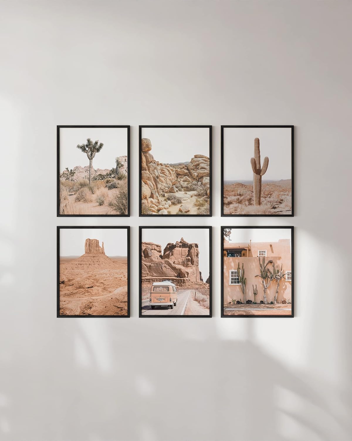 HAUS AND HUES Desert Succulent Wall Art Prints, Set of 6, 8x10 inches, Black Framed, Botanical Art Kitchen Prints