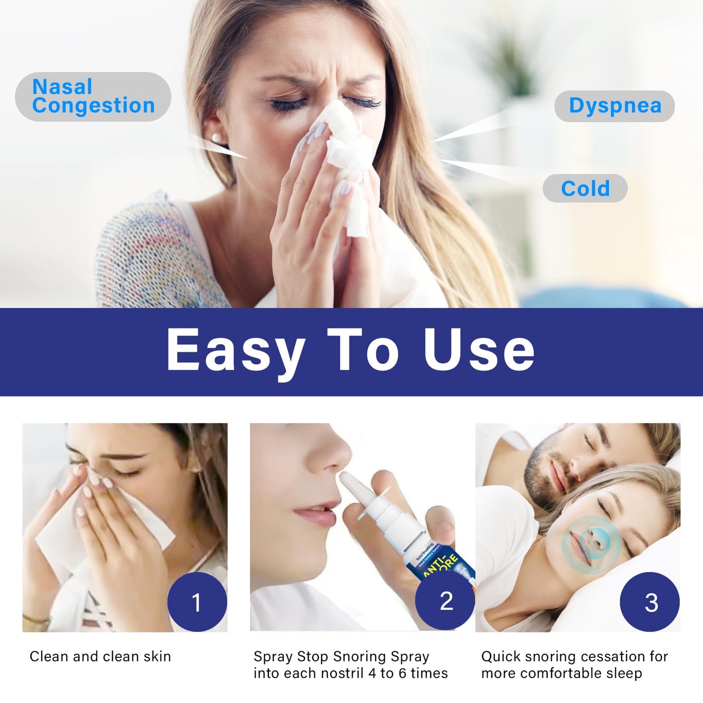 Anti Snoring Spray, Anti Snoring Devices, Fast SnoringStop Drops for Better Sleep Effective Snoring Solution, Helps Open The Throat & Air Passage While Sleeping