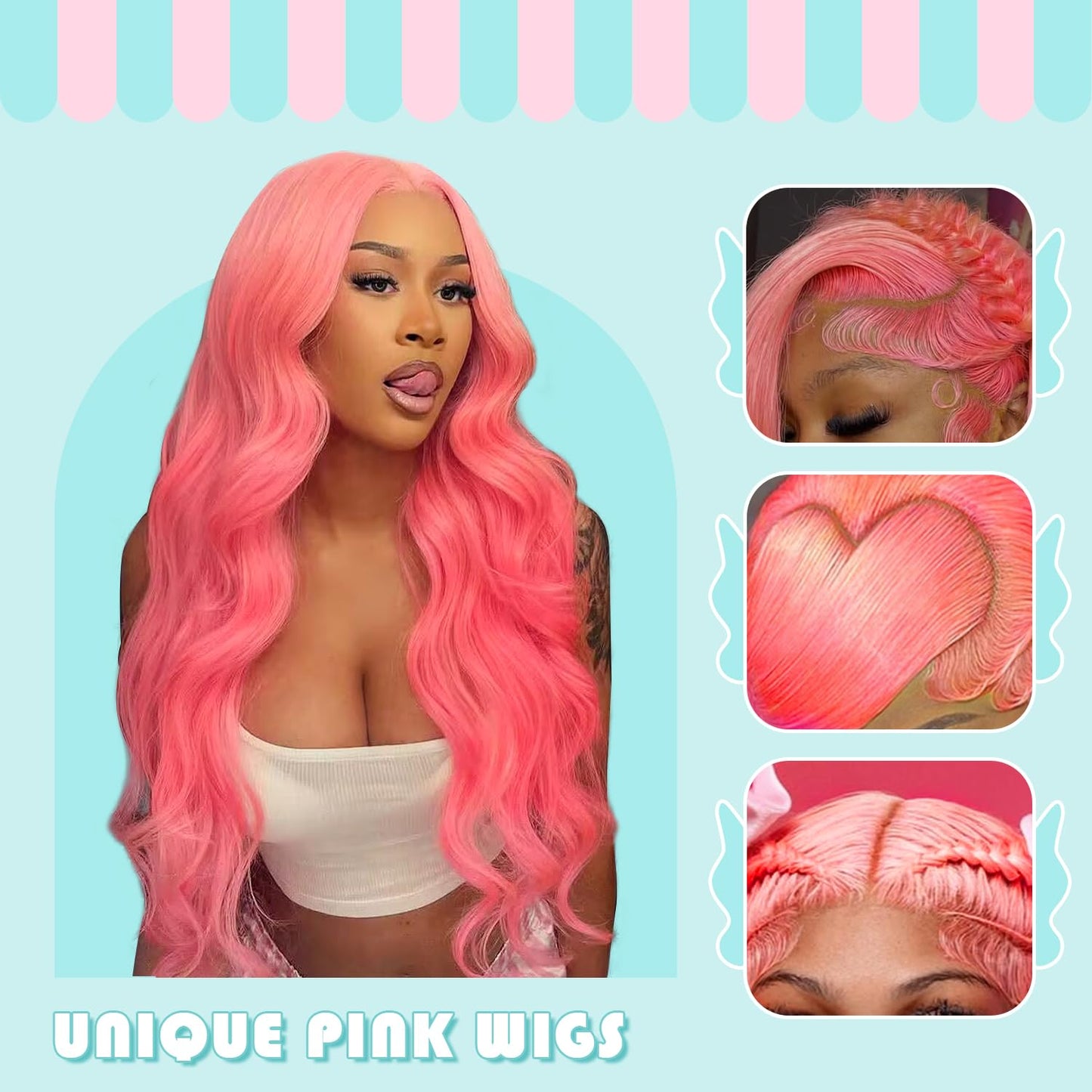 Shciyair Pink Wig Human Hair 13x4 Body Wave HD Lace Front Wigs Human Hair Pre Plucked 200 Density HD Lace Frontal Wigs Human Hai