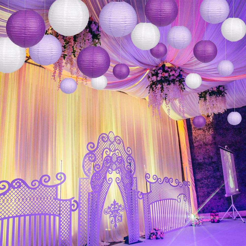 zilue Paper Lanterns 15pcs Decorative Party Supplies Purple/White Model PL100308