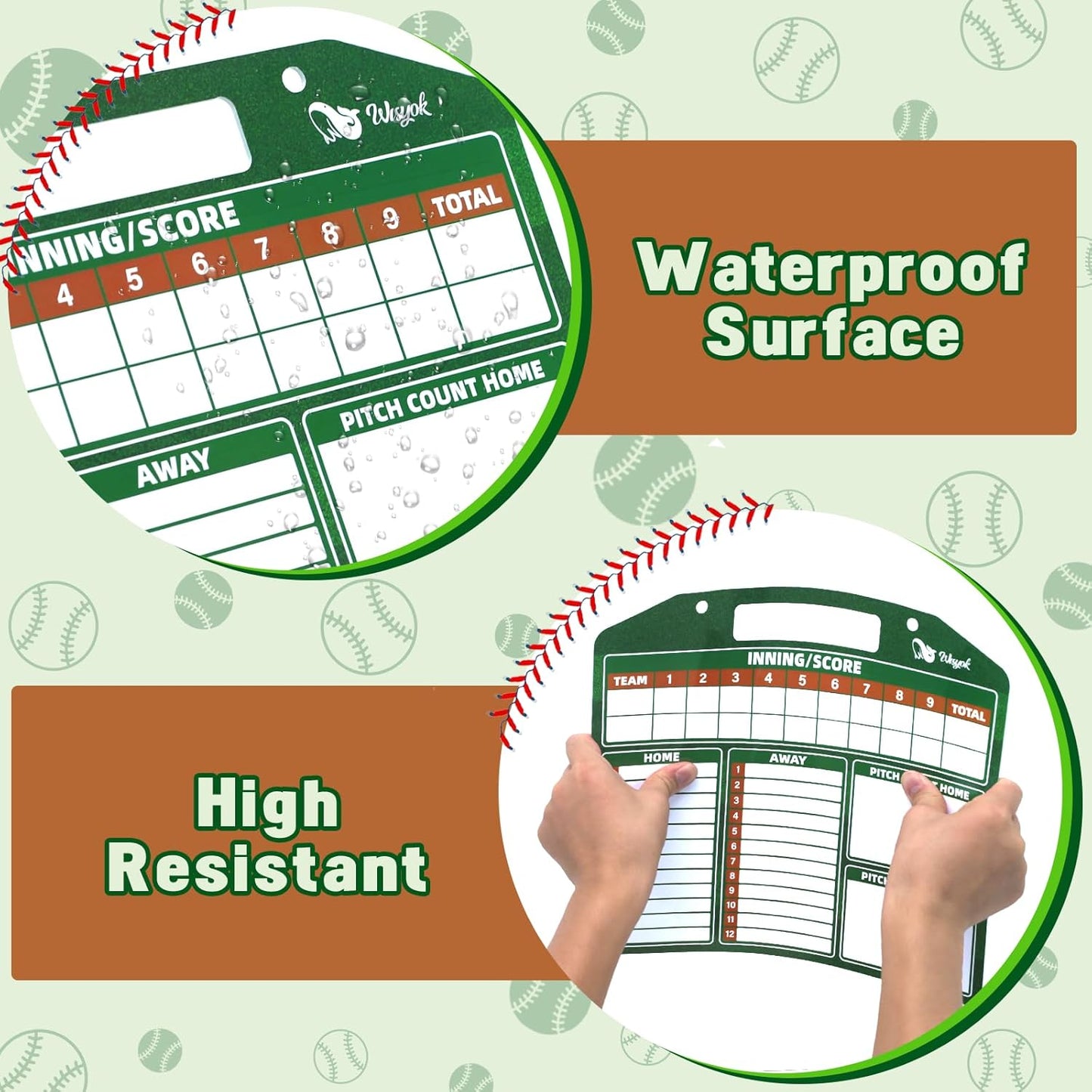 WISYOK Double-Sided Magnetic Baseball Lineup Board for Dugout, Includes 40 Lineup Cards, Dry Erase Clipboard for Scoring, Coach’s Baseball Board