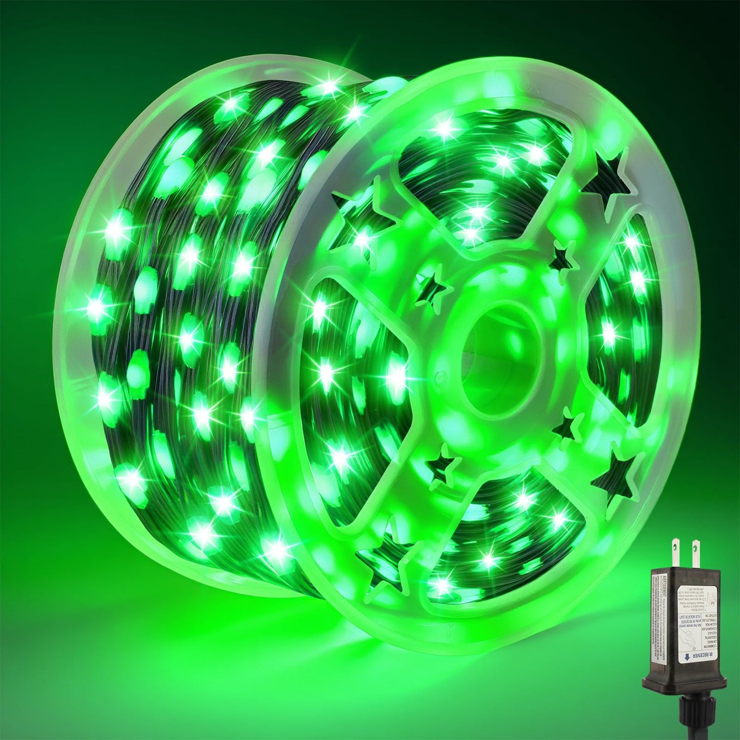 Tcamp 306FT 1000 LED Green Christmas Lights, 8 Modes with Timer, Green Wire Starry Fairy Light, Model QL300AE