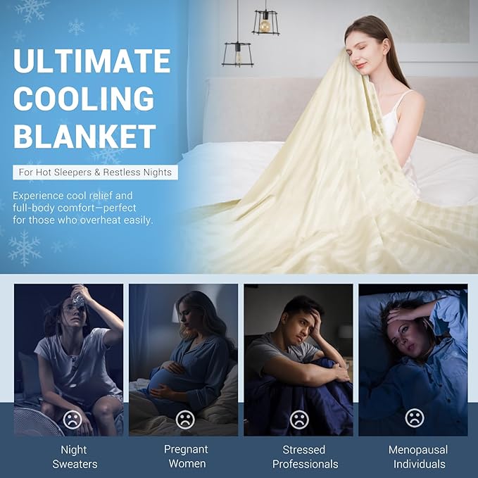 Elegear Revolutionary Cooling Throw Blanket, Absorbs Heat to Keep Body Cool for Night Sweats, Double Sided Arc-Chill3.0 Cooling Fiber Q-Max>0.5, Lightweight Summer Cold Blankets for Sleeping 51“ x 67”