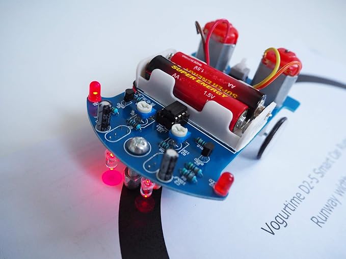 Soldering Project kit Solder Learning Practice for School Electronic Education, Great Fun Gift for Electronics Hobbyists and Trainer (D2-5 Smart Car Kit)
