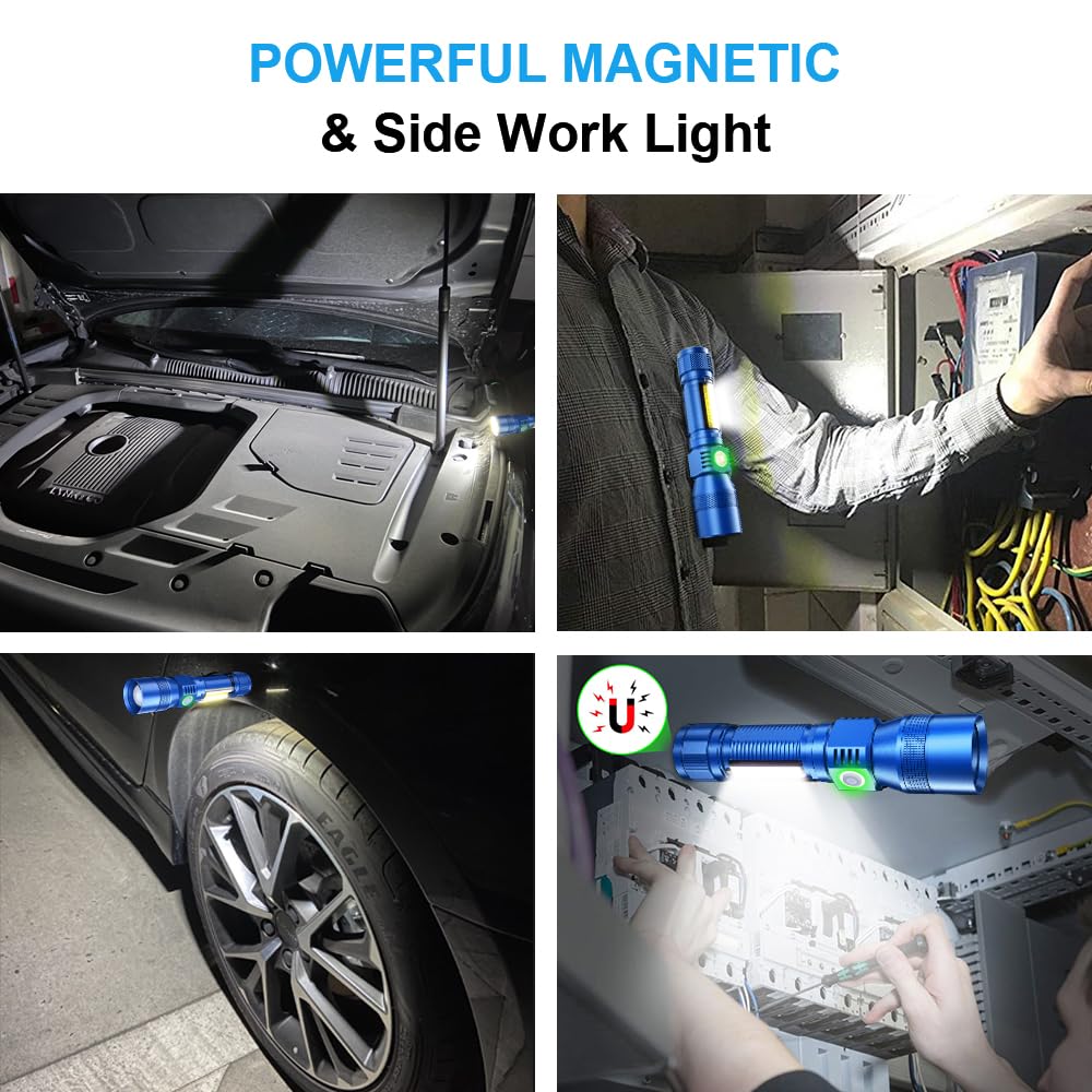 Spriak UV Flashlight Black Light, 2-Pack USB Rechargeable, 7 Modes, Waterproof, Aluminum, Blue, Model 2-Spriak-USB016-2PACKBlue