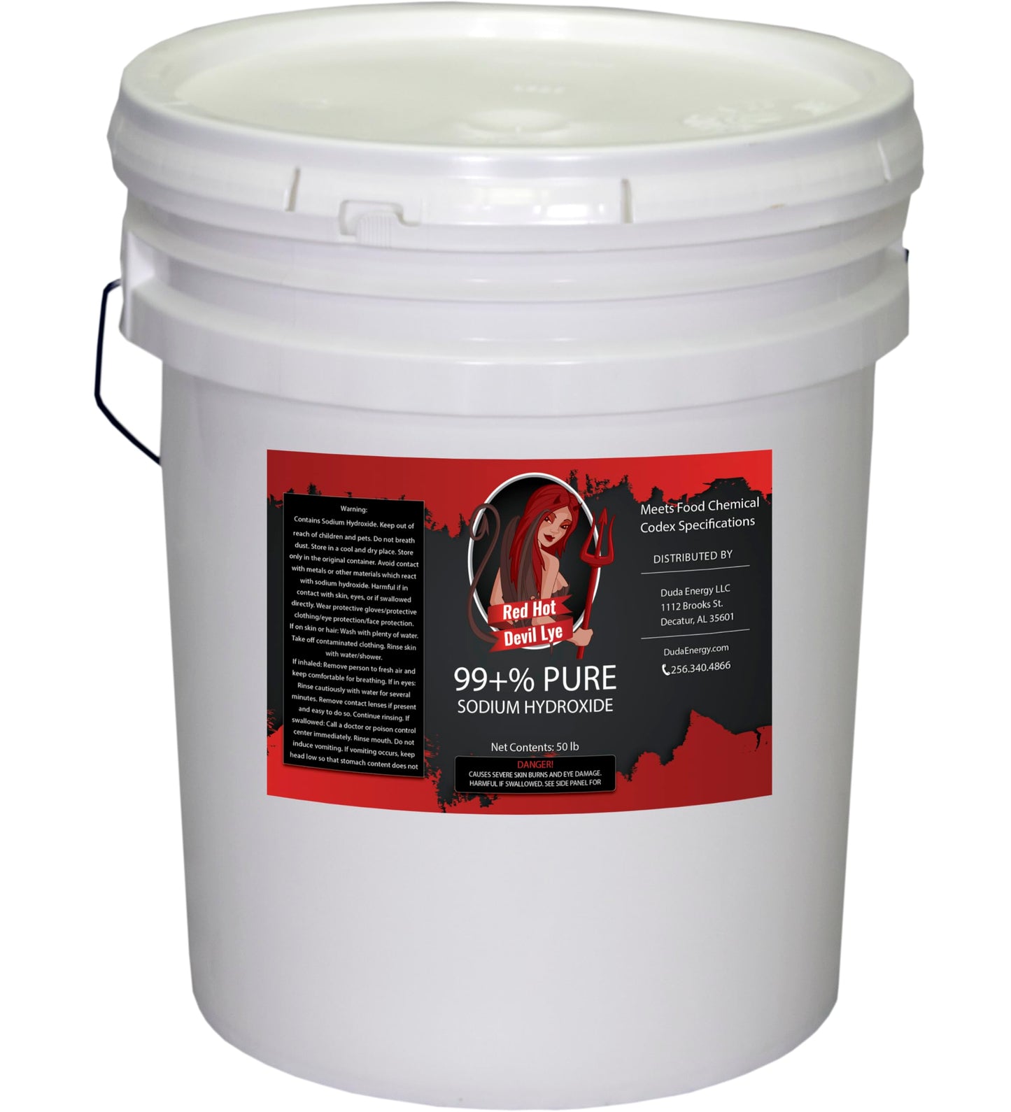 50 lb Pail Red Hot Devil Lye Sodium Hydroxide, Import Material, High Grade Caustic Soda Beads