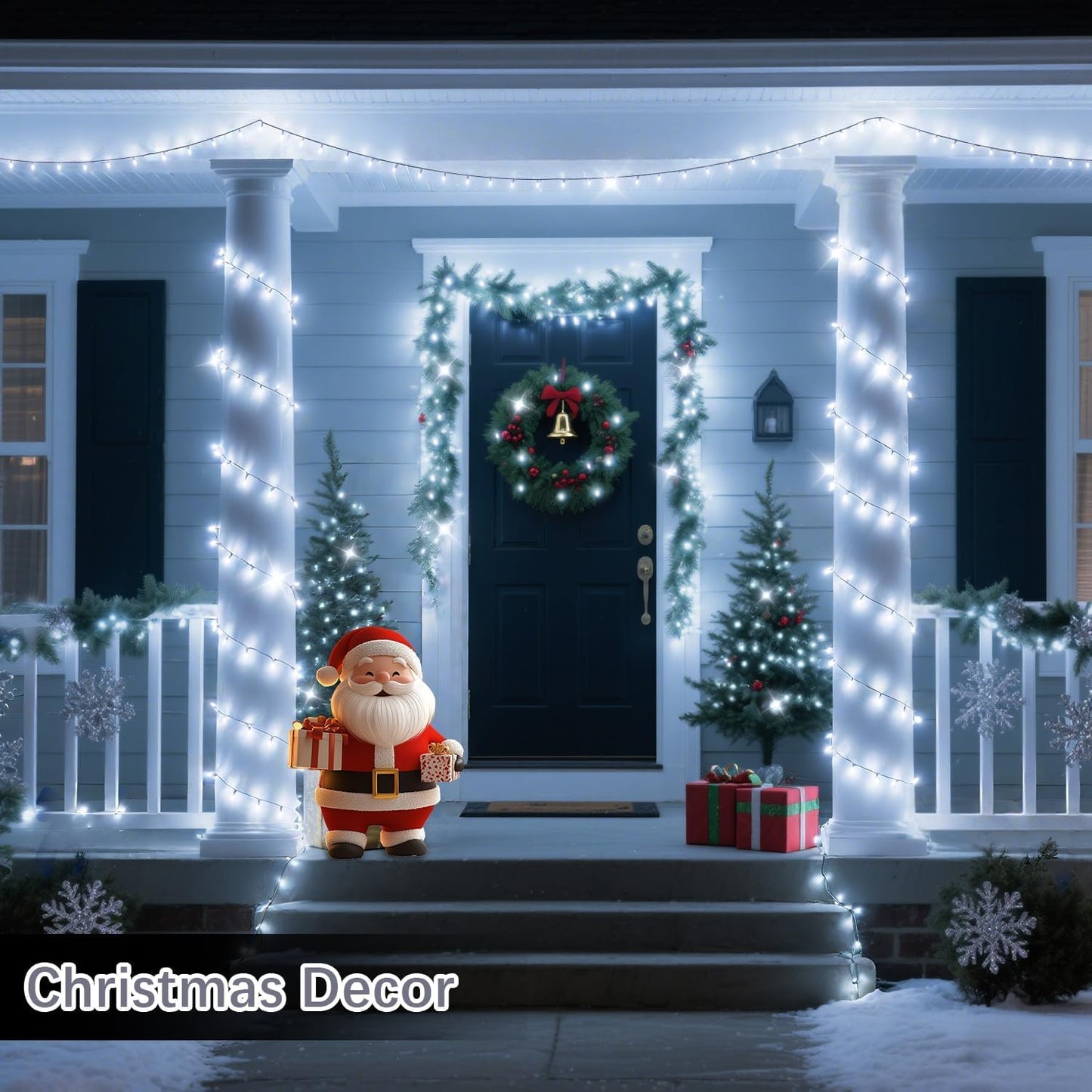 200 Ft 500 Led Christmas Lights Outdoor Decorations Super Long Fairy Lights Waterproof 8 Modes Timer Clear Wire String Lights For Outside House Tree Patio Yard Wedding Party Holiday-Cool White