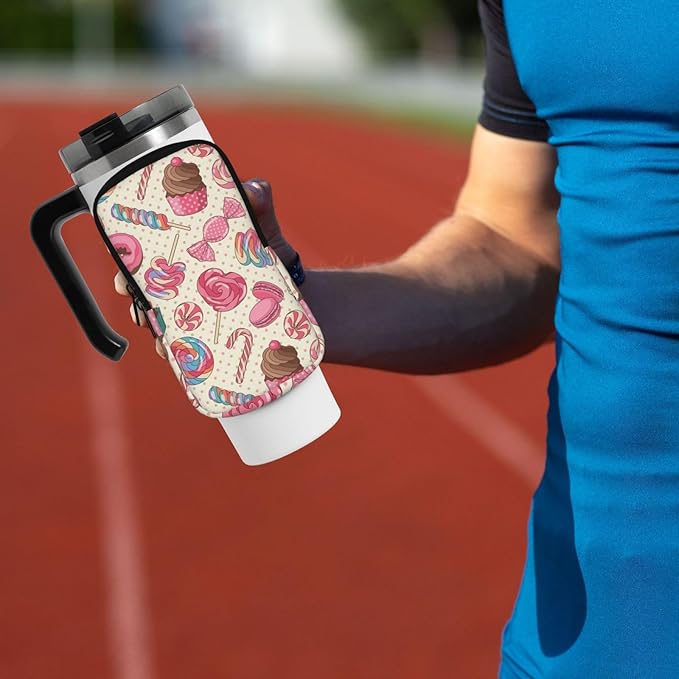 Galaxy Mandala Water Bottle Pouch for Stanley Cup 40oz 30oz,Personalized Gym Purse for Men Women, Tumbler Pouch with Versatile Pocket Water Bottle Bag for Cards, Keys, Phone