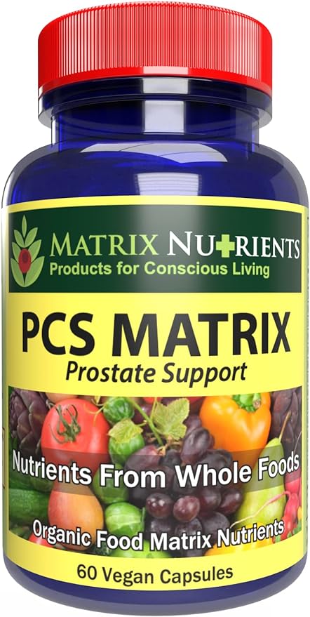PCS Matrix - Lower PSA Levels for Healthy Prostate - 100% Natural Ingredients: Saw Palmetto, Rabdosia, Scute, Plantago Focium, Chrysantaomum, Ganoderma, Lotus Seed - Vegan Capsules (60ct)