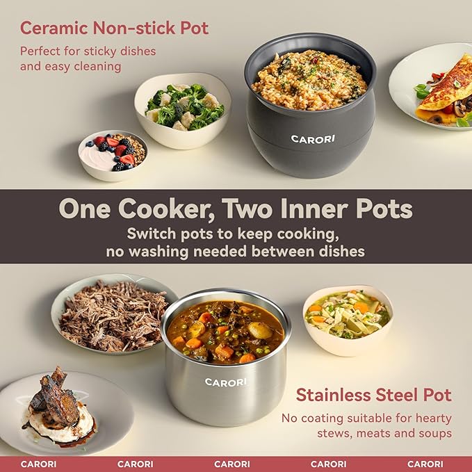 9-in-1 Electric Pressure Cooker 6 Qt, Dual Inner Pots, Stainless Steel Pot and Non-Stick Pot, 12 Preset Cooking Programs with IMD Touchscreen, Safe Vent, Slow Cook, Rice Cook, Steam, Black