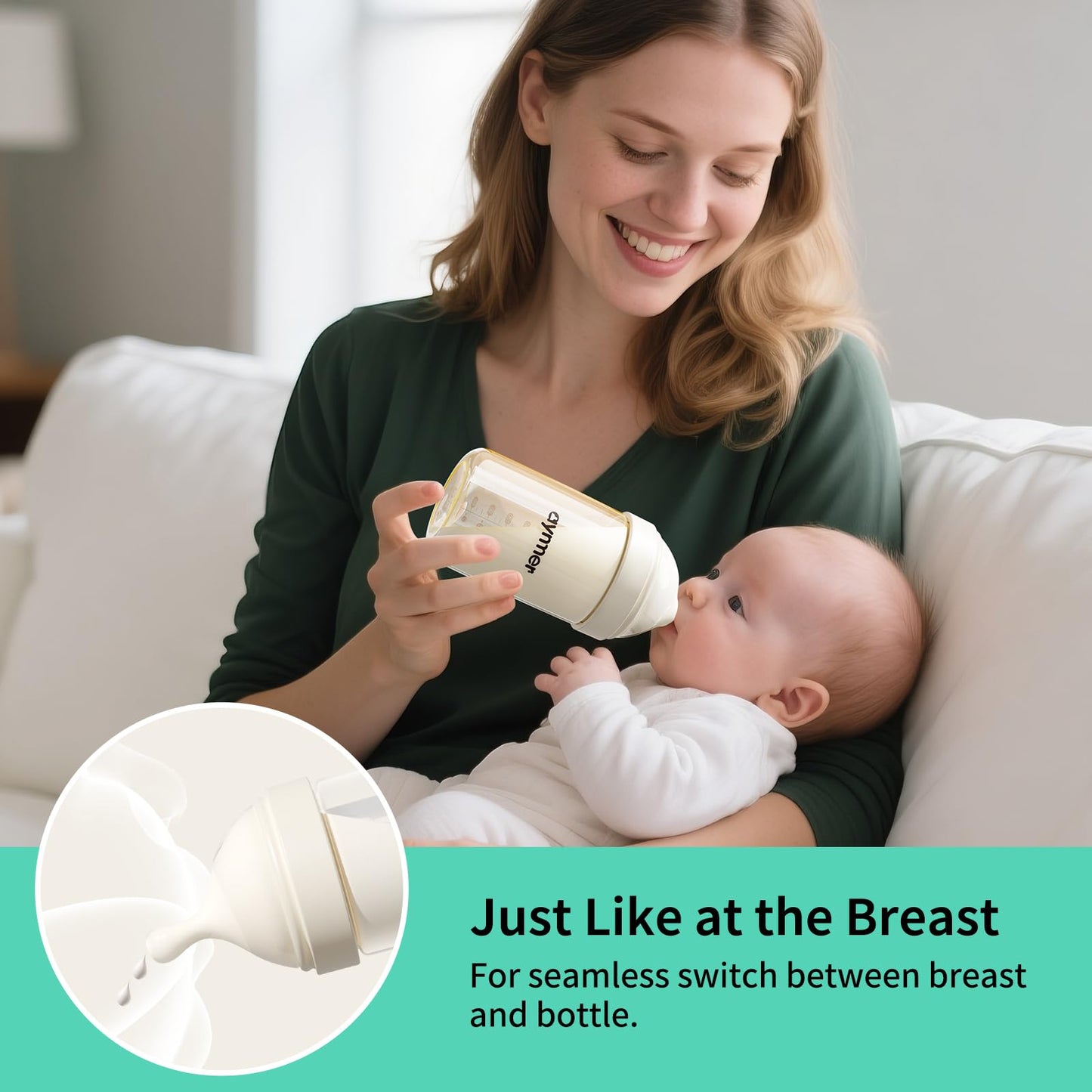 PPSU Natural Baby Bottle with Medium Flow Nipple, Anti-Colic, Wide Neck, Easy to Clean, 3 Months +, 8 oz, 2 Pack