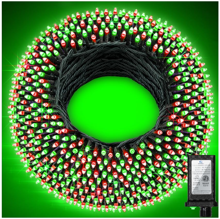 750 Led 240Ft Christmas String Lights Outdoor  12 Pro Modes And Timer Memory & Brightness  Plug In Waterproof Dark Green Wire Twinkle Light For For Xmas Yard Tree Wedding Party Decor (Red & Green)