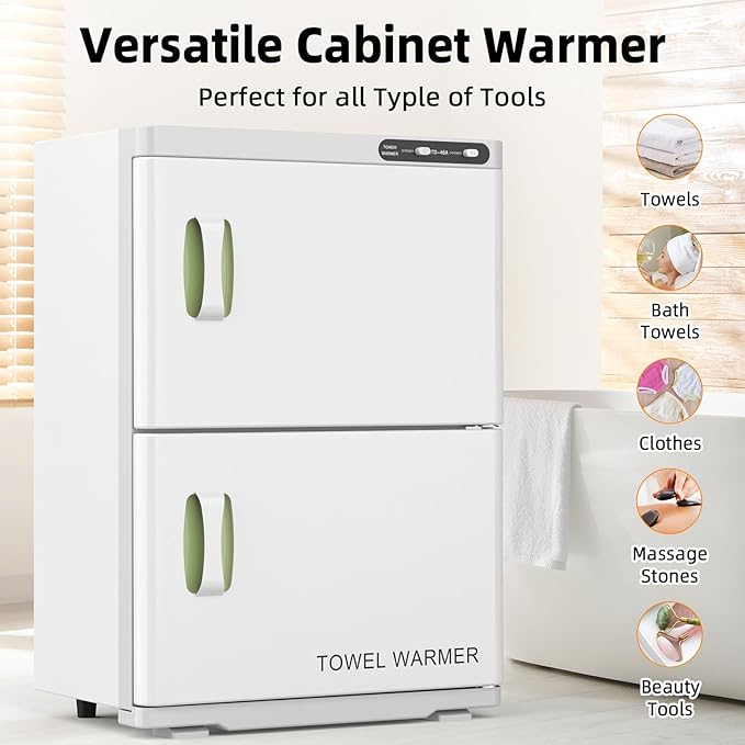 ADVWIN 46L Hot Towel Warmer Cabinet, Towel Warmer for Spa Salon, Professional Large Capacity Towel Double Cabinet for Bathroom, Esthetician (white, 46L)