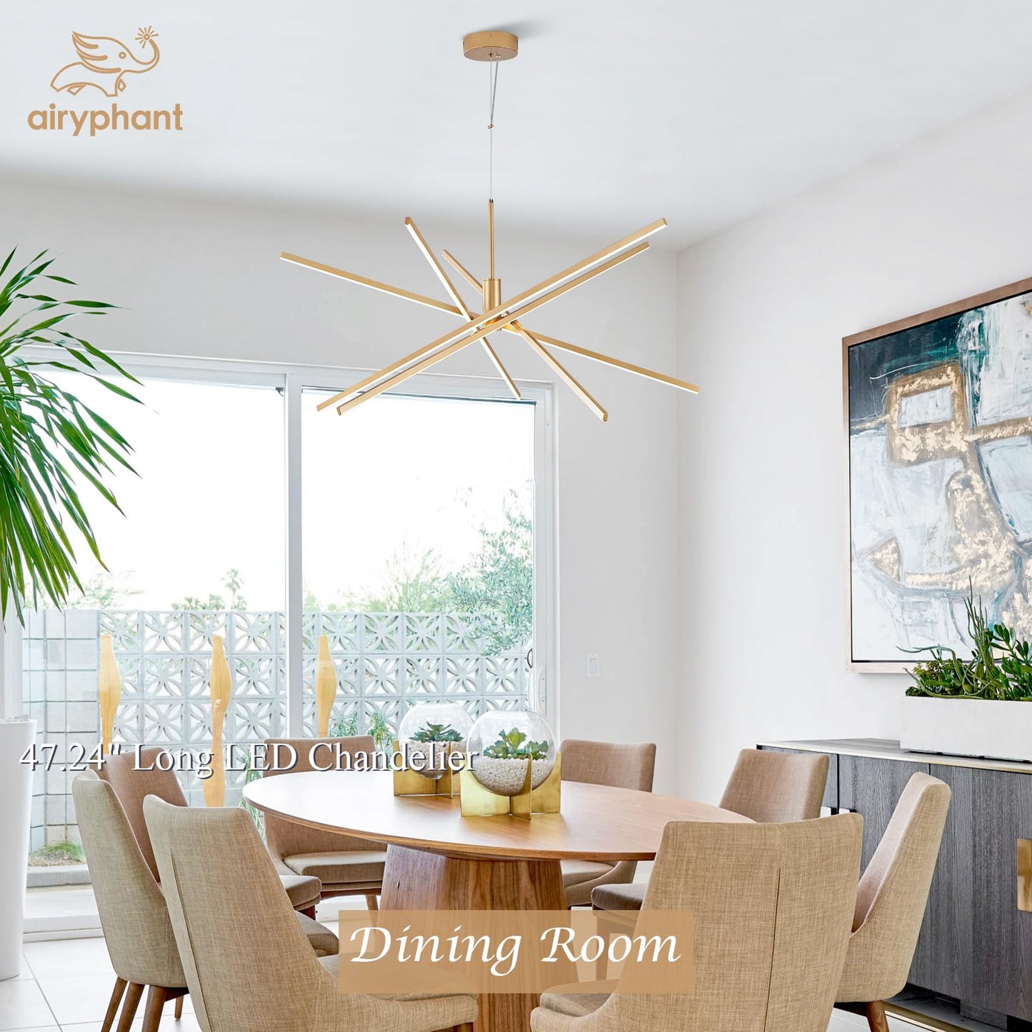 Airyphant Gold Chandelier 47  Big High Ceiling Chandeliers Big Modern Remote Control Chandelier For Large Living Room Dining Room Foyer