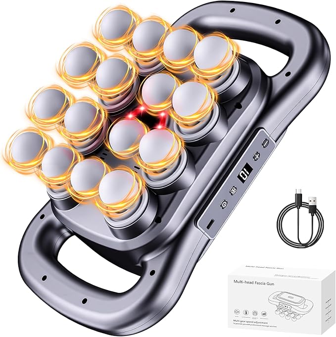 ENRIPRT 16 Head Massage Gun Deep Tissue, 2026 Upgrade Back Muscle Massager with 9 Modes & 9 Intensities,2600mAh,6H Runtime...