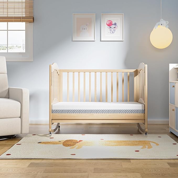 Mini Crib Mattress, 38x24X4 Inch Dual Sided Comfort Gel Memory Foam, Breathable Premium Baby Mattress for Mini and Portable Cribs w/Removable Outer Cover - White&Grey