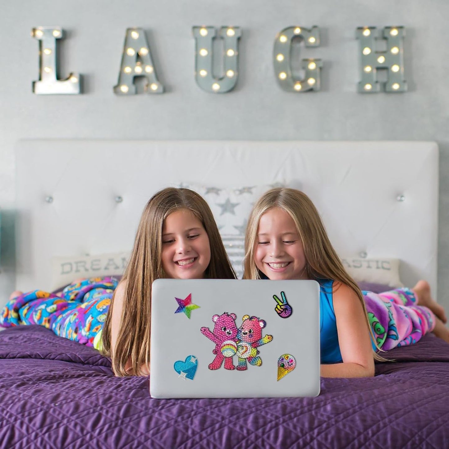 StickerBeans® Rhinestone Stickers - Retro Set 4-Pack, 2” x 2” Each, Unique Sparkly Cut-to-Shape for Collecting, Trading, Decorating Laptops, Phone Cases, Scrapbooks, for Kids, Teens, & Adults