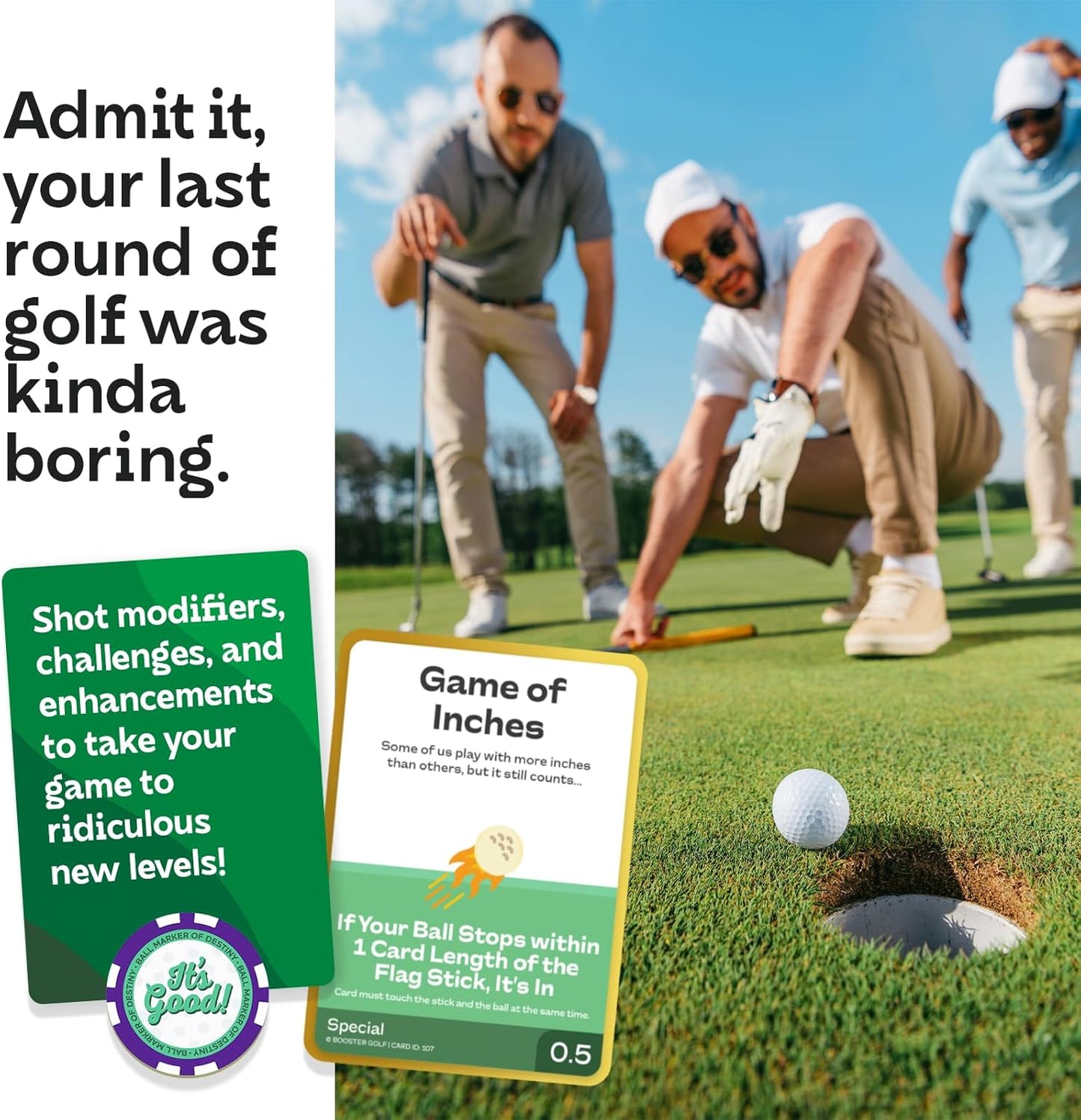 On-Course Golf Game - 100 Interactive Playable Cards - Perfect Golf Gift for Any Golfer - Ridiculous Multiplayer Game - 1-4 Players - All Skill Levels