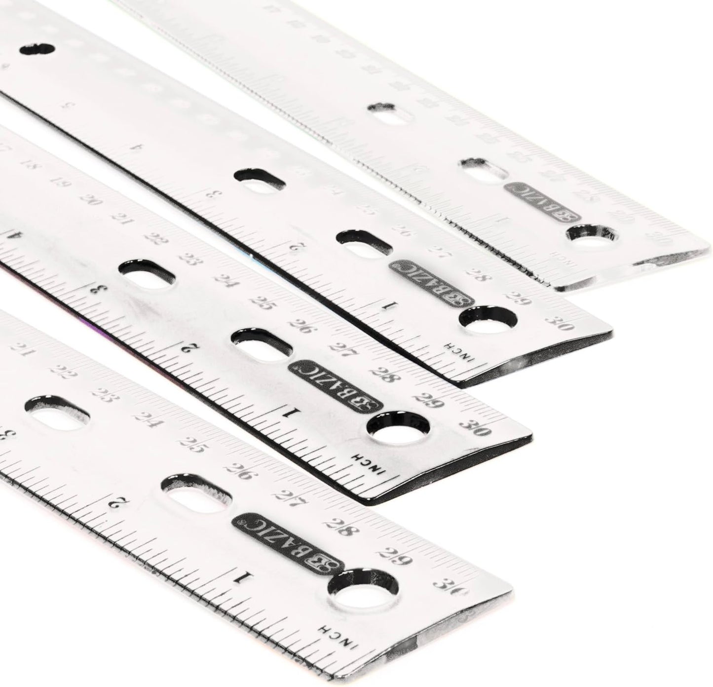 BAZIC Products Plastic Clear Rulers 12 inch (30cm), Inches Centimeter Metric Ruler Measuring Long Ruler, Straight Edge Ruler for Students School Supplies, 1-Pack