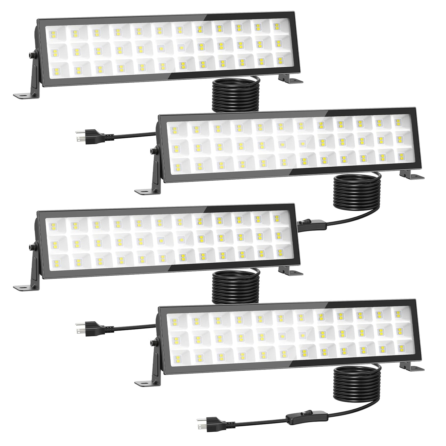 Onforu LED Shop Lights 100W 14000lm Ultra Bright 6500K Daylight White IP66 Waterproof Black 4-Pack