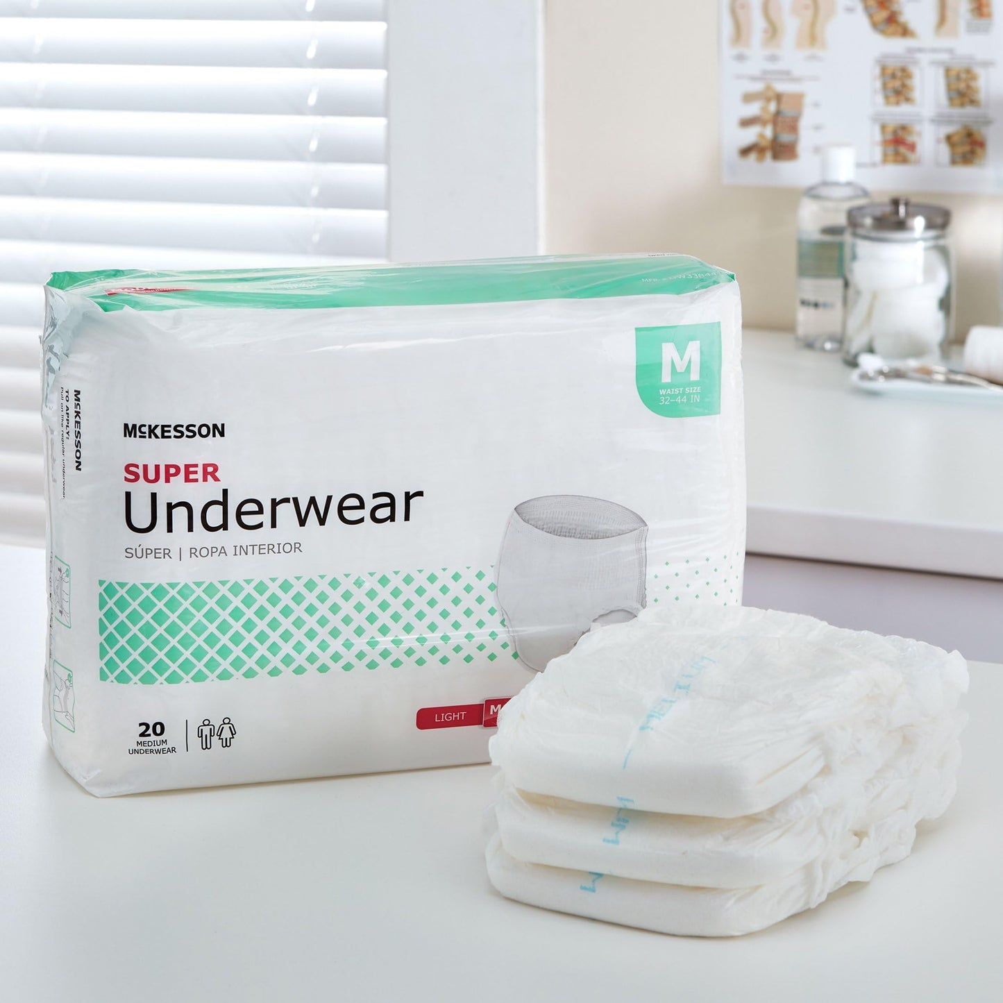 McKesson Super Adult Incontinence Underwear, Pull-On Style, Breathable, White (Medium, 80, Count)