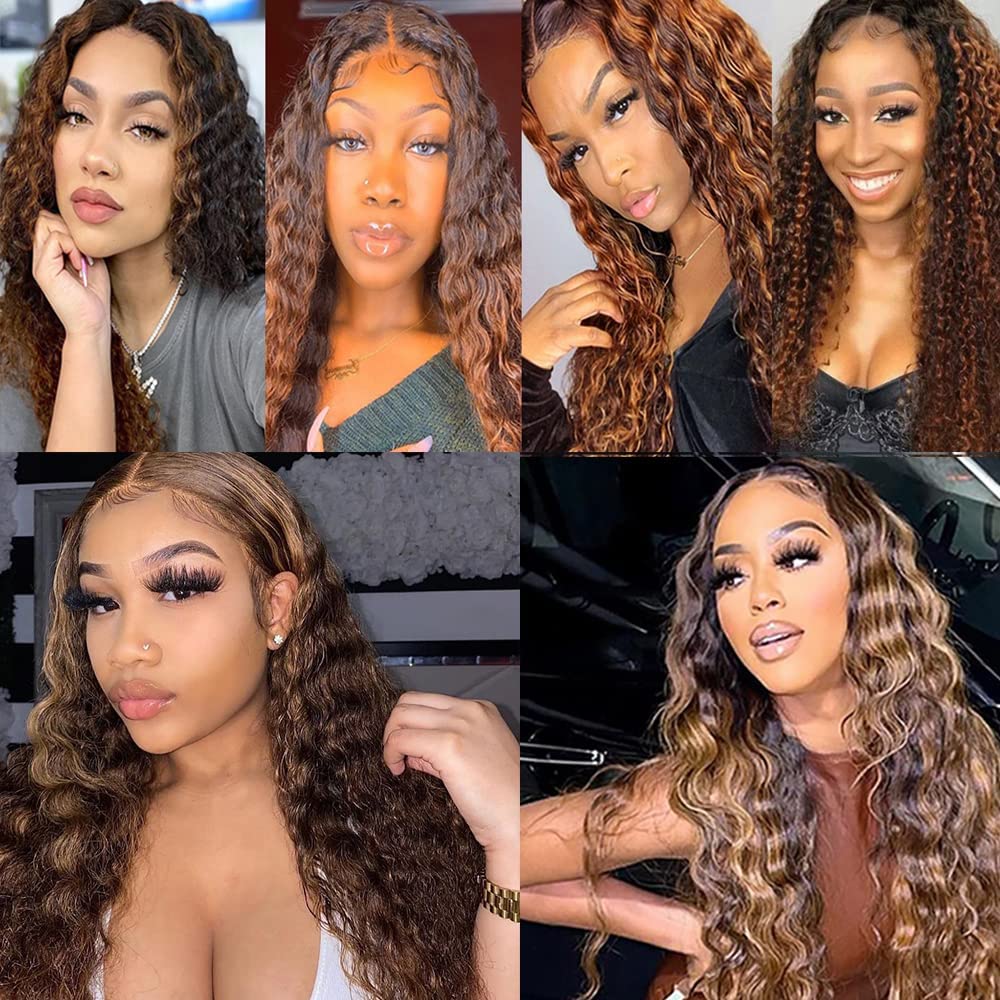 Lagalaga Bundles Human Hair 20 22 24 Inch Deep Wave P4/30 Human Hair Bundles Unprocessed Brazilian Virgin Hair Quick Weave Hair