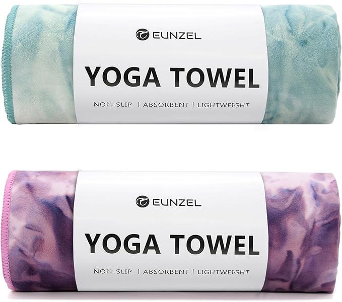 Eunzel Hot Yoga Towel Non-Slip Yoga Mat Towel Ultra-Absorbent Microfiber Towel for Hot Yoga, Pilates，Bikram and Workout 2...