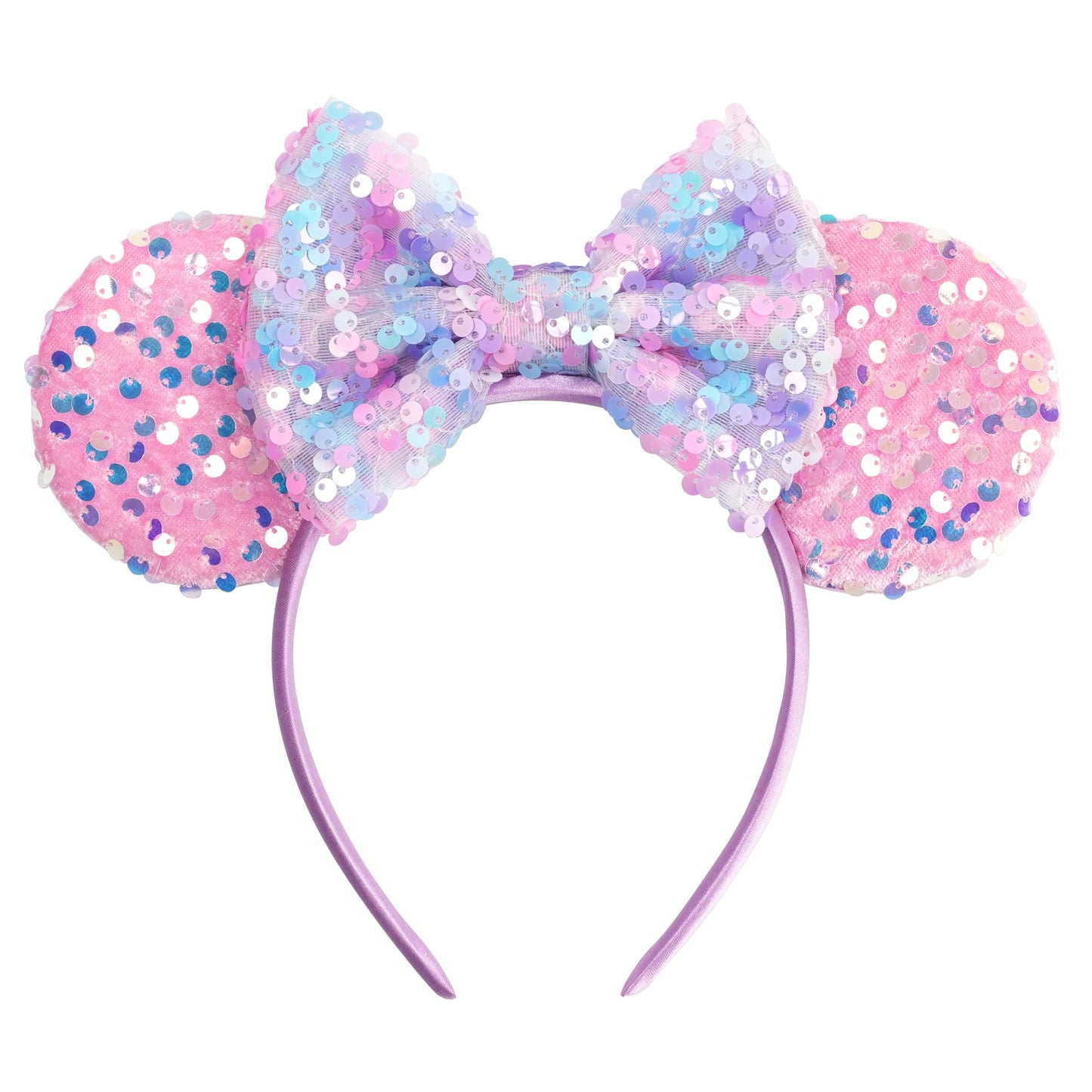 zhezesmila Sparkling Mouse Ears Sequin Bow Ears Headband for Women Hair Band Dazzling Accessories Headwear for Princess Costume