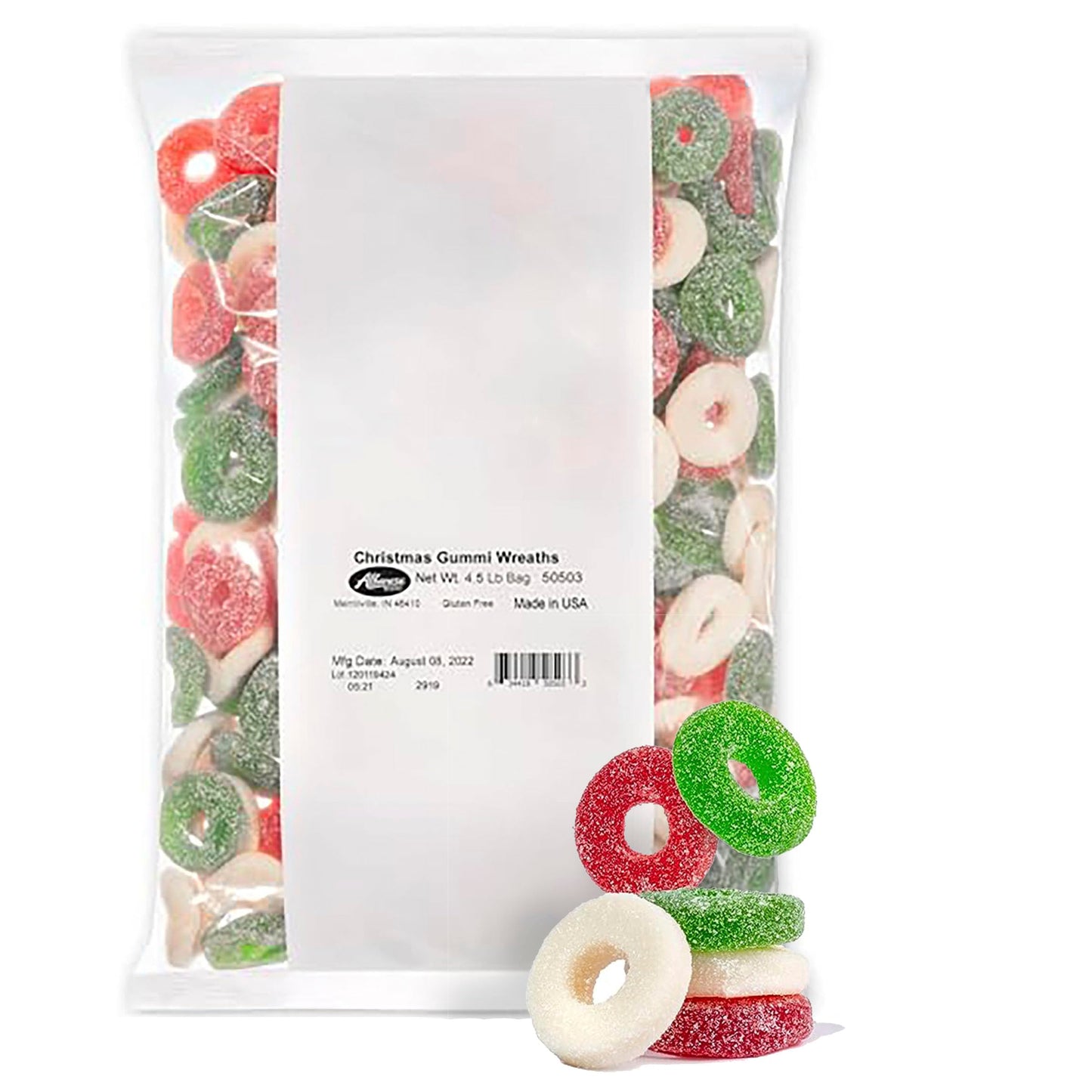 Albanese Worlds Best, Holiday Candy, Christmas Wreath Gummies, 4.5lb Bag, Great Stocking Stuffers, Gluten-Free