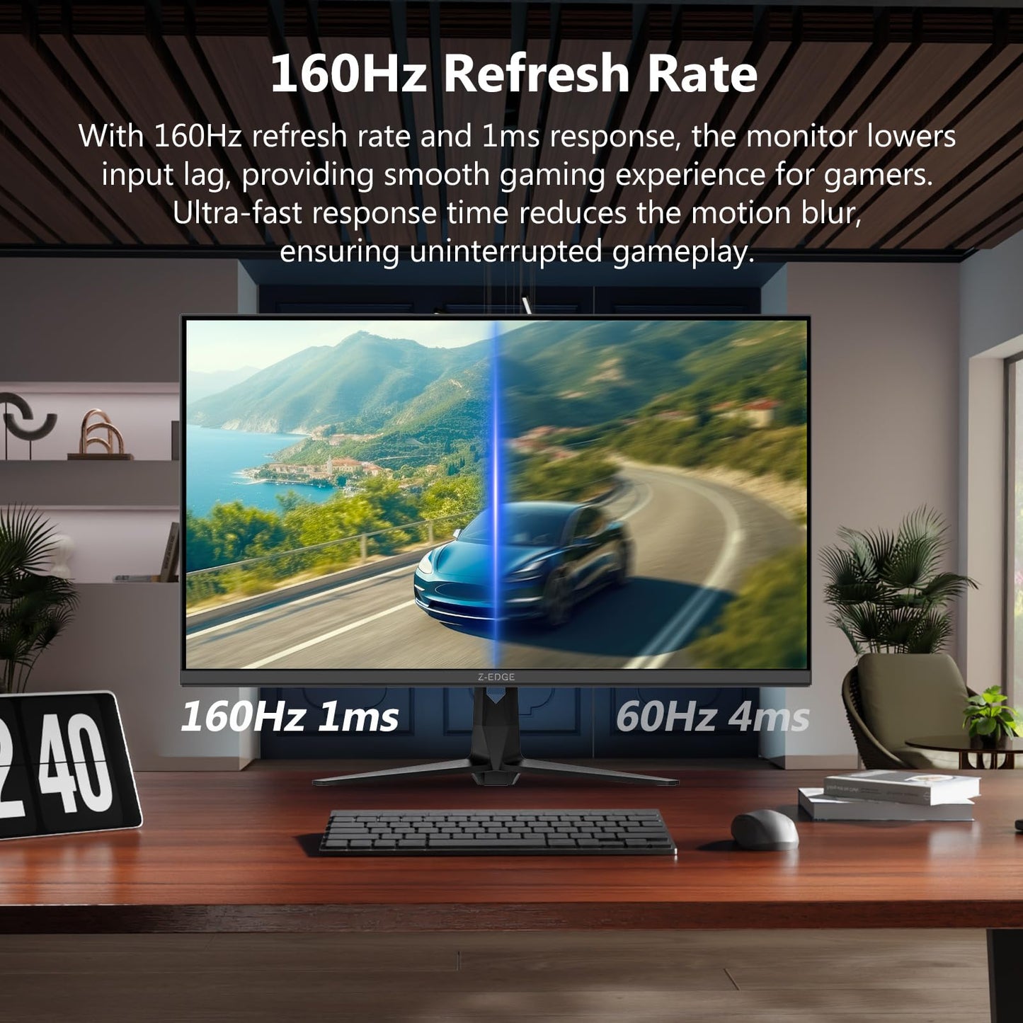 4K Monitor, Z-Edge 27 inch IPS Monitor, UHD 3840x2160 IPS Computer Monitor, 450 cd/m², 160Hz Refresh Rate, 1ms Response Time, G274K Ultra-Thin Bezel