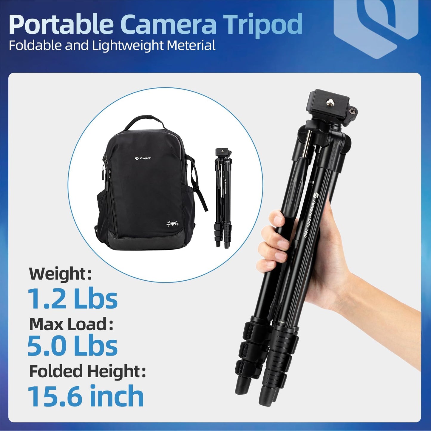 Fotopro 48 Camera Phone Tripod With 3-Way Head Phone Mount Remote Control, Aluminum Lightweight Portable Travel Tripod Stand For