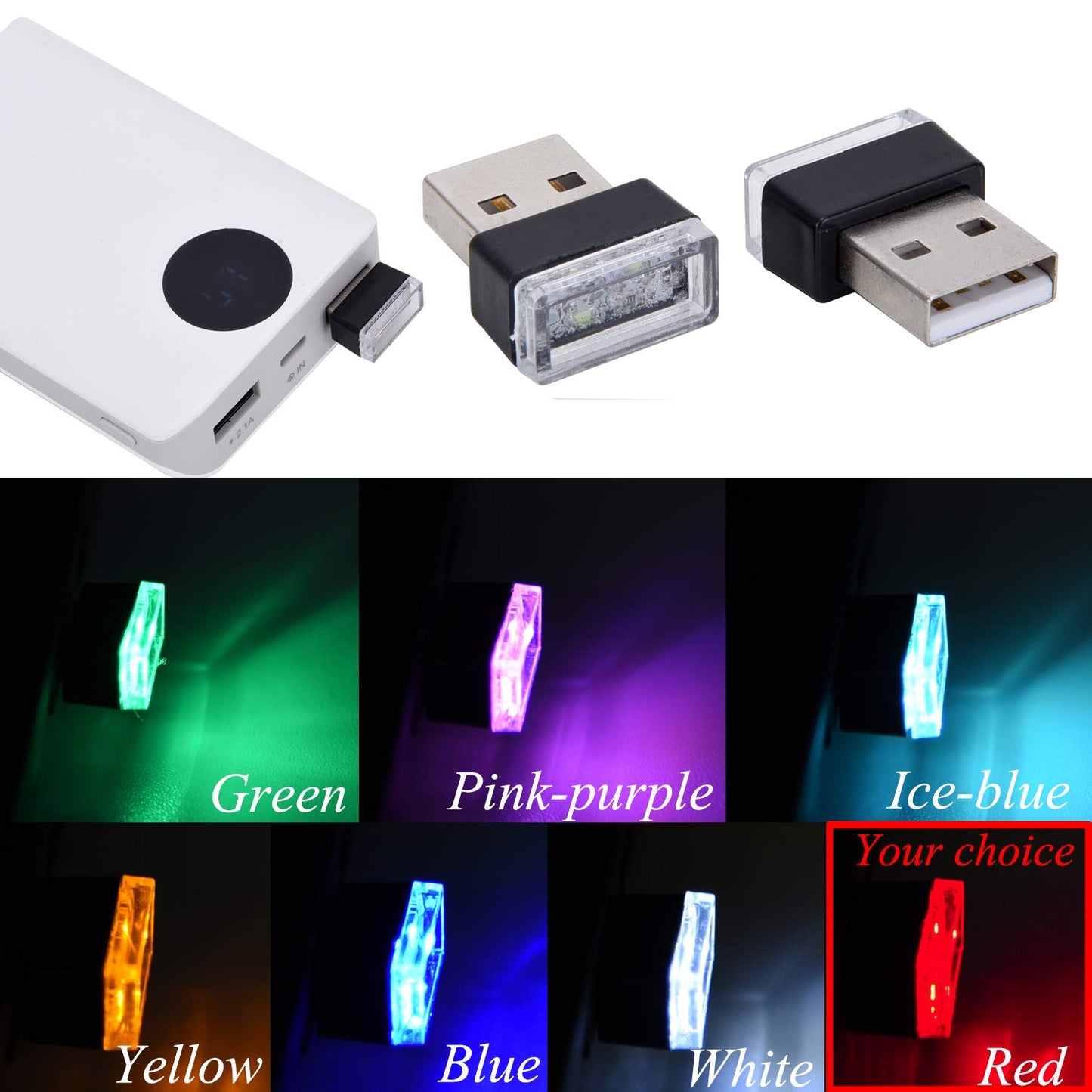 Febrytold Mini Usb Led Car Interior Lights - 2 Pcs Red Ambient Lighting, Model Fbd19120538