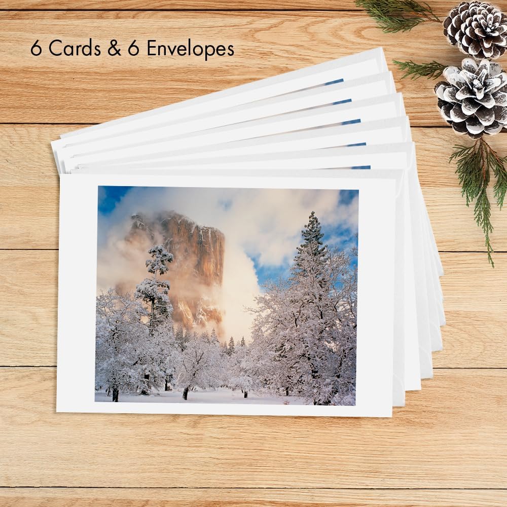 Photographic Season’s Greetings Cards, Winter in El Capitan (6 Cards with White Envelopes)