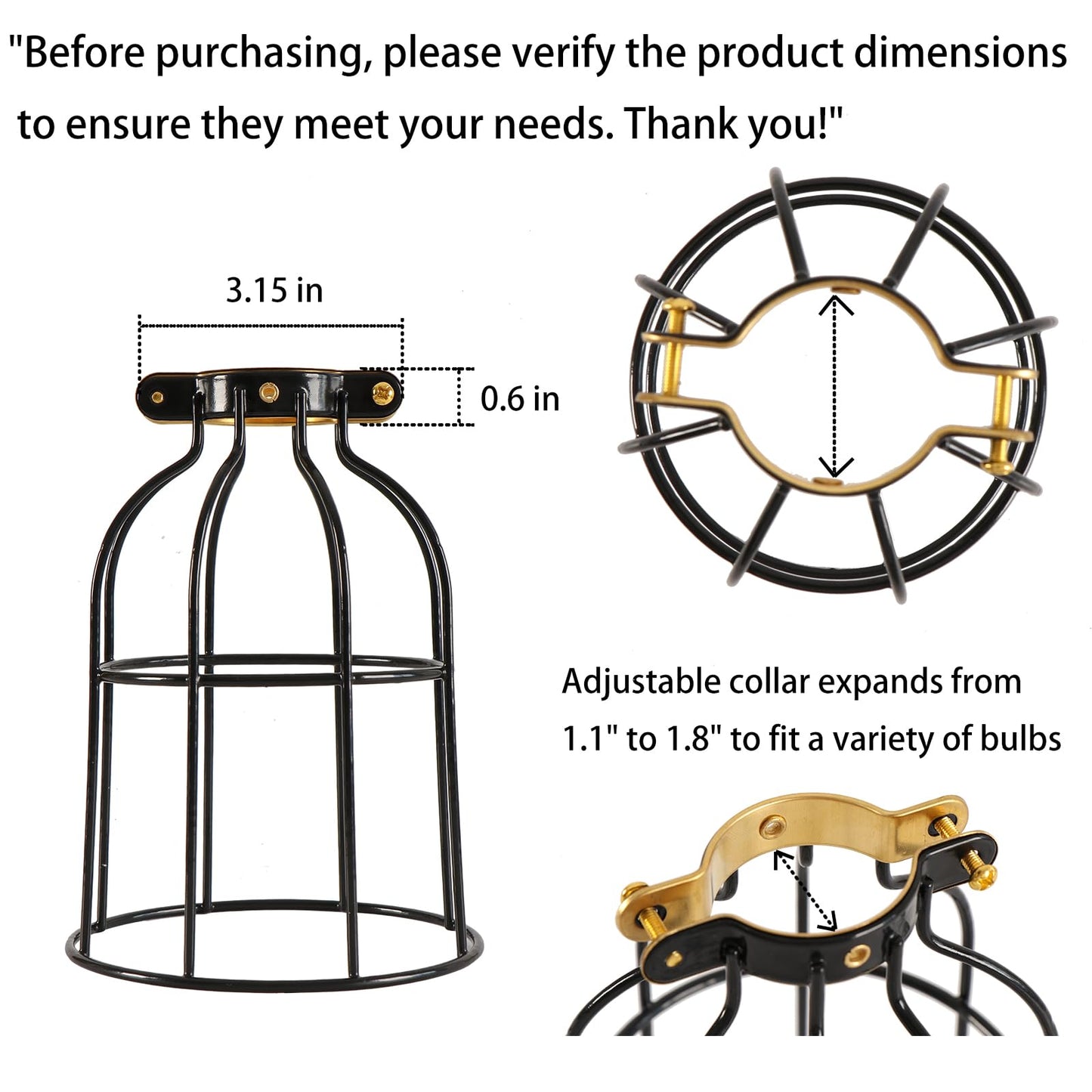 Xiding Farmhouse Vintage Industrial Metal Wire Cage  Old Open Style Lamp Guard Adjustable For Hanging Pendant Lighting  Perfect Diy Lamp Shade Replacement Accessories  Pack Of 4.