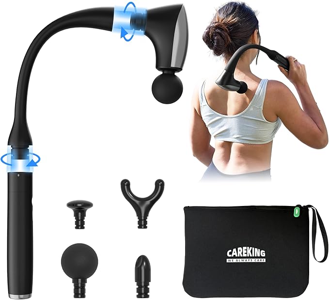 CAREKING 2-in-1 Detachable Muscle Massage Gun Deep Tissue with 20'' Extension Handle, Back and Neck Massager for Pain Reli...