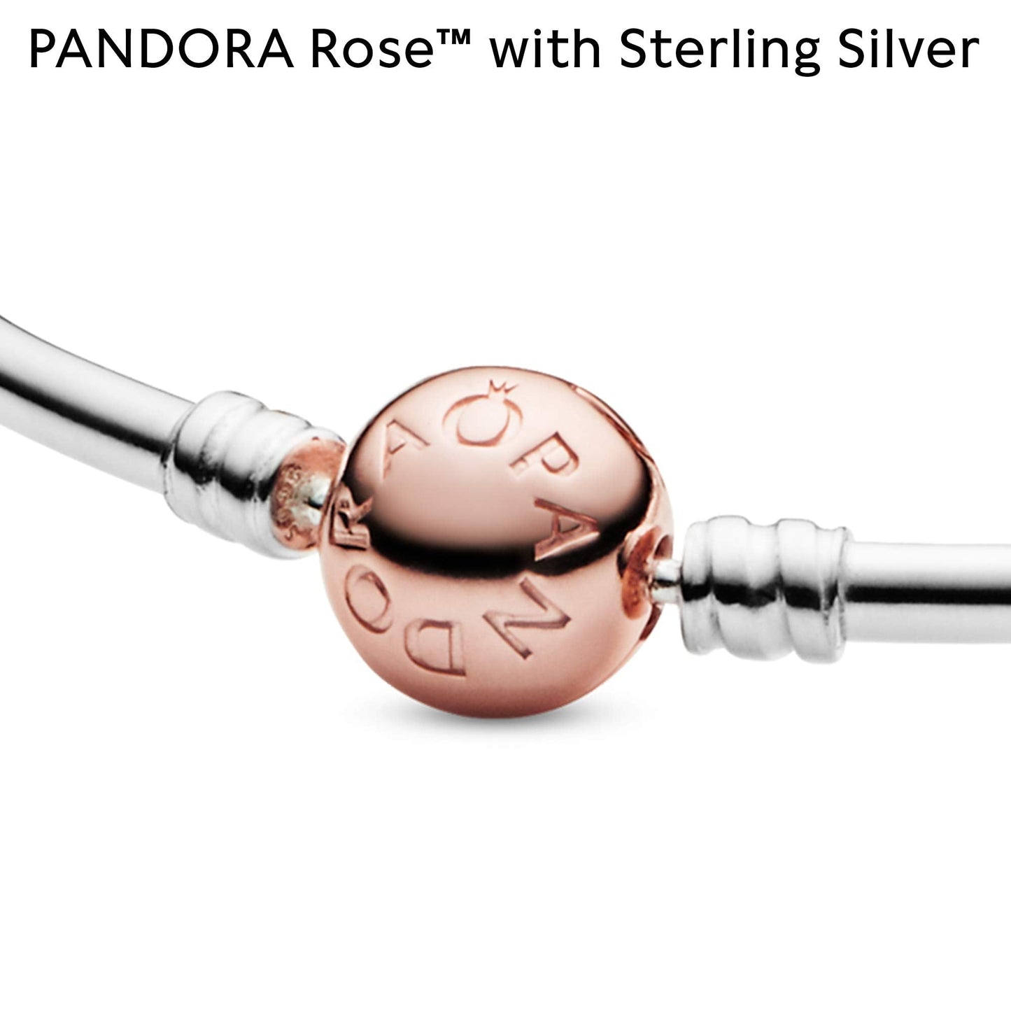 PANDORA Silver Bangle w Rose Clasp