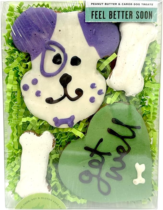 Bubba Rose Biscuit Company: Decorated Feel Better Soon Dog Treats - Crunchy Biscuit - Natural Get Well Gourmet Dog Cookies...