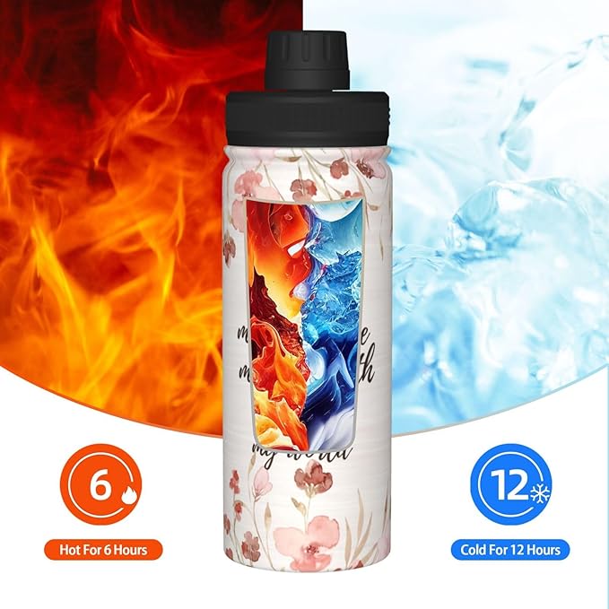 Cerburny Water Bottle Mom Mother 18 oz Stainless Steel Insulated Bottles With Lid Leak Proof Gym Sports Water Jug For Women