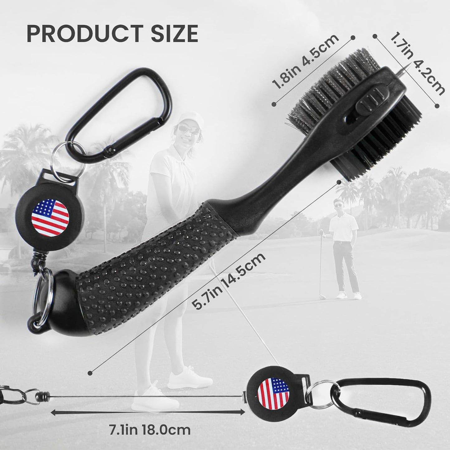 FINGER TEN Retractable Golf Club Cleaner Brush with Magnetic Clip, Durable Nylon Groove Scrub Iron Sharpener Compact Design, Portable Wire Tool for Golf Club Ball Bag Cleaning