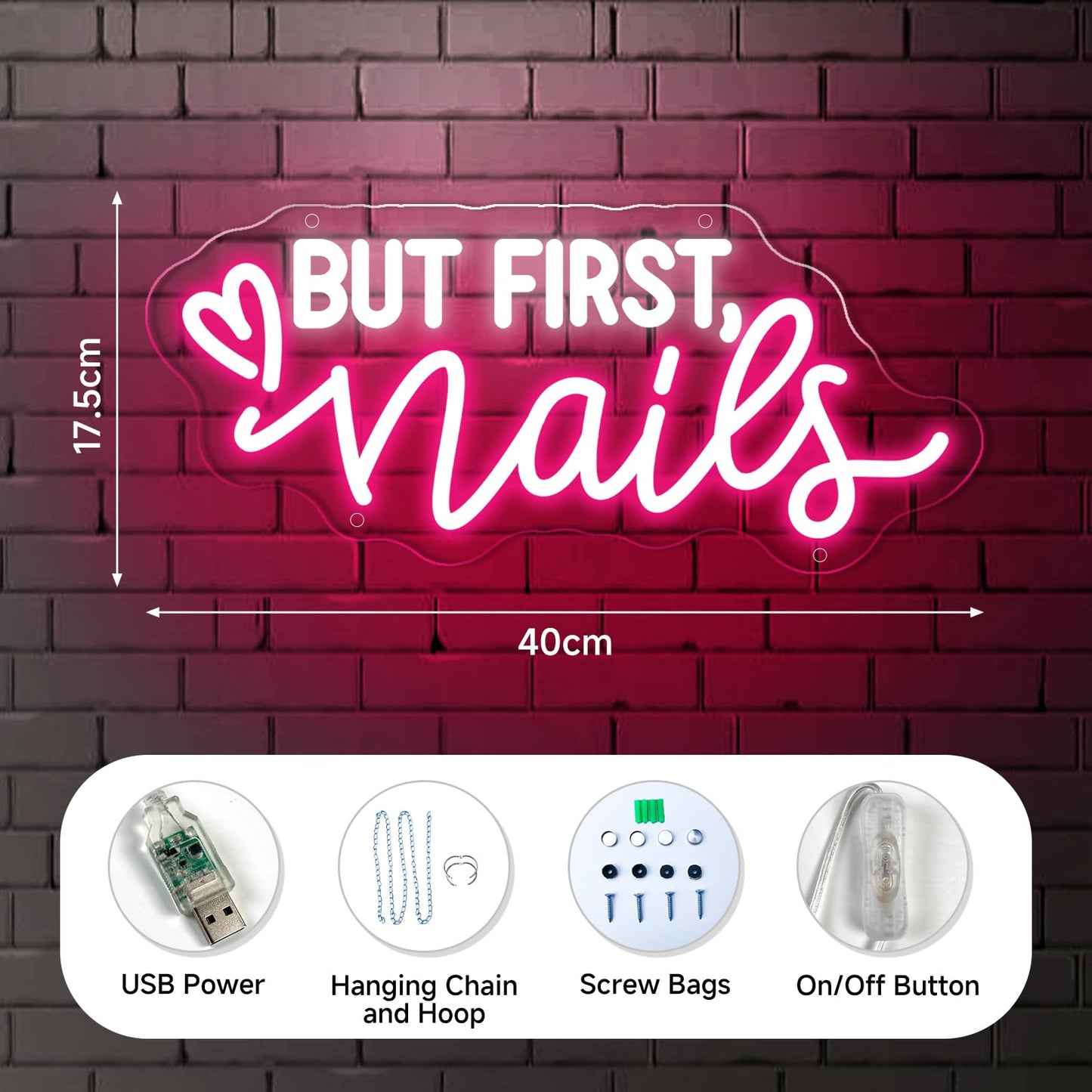 But First Nails Neon Sign For Wall Decor  Led Nails Neon Signs For Nail Room  Beauty Room  Salon Bar  Bedroom  Nails Neon Lights Christmas Birthday Gift For Girls  Lover  Friend