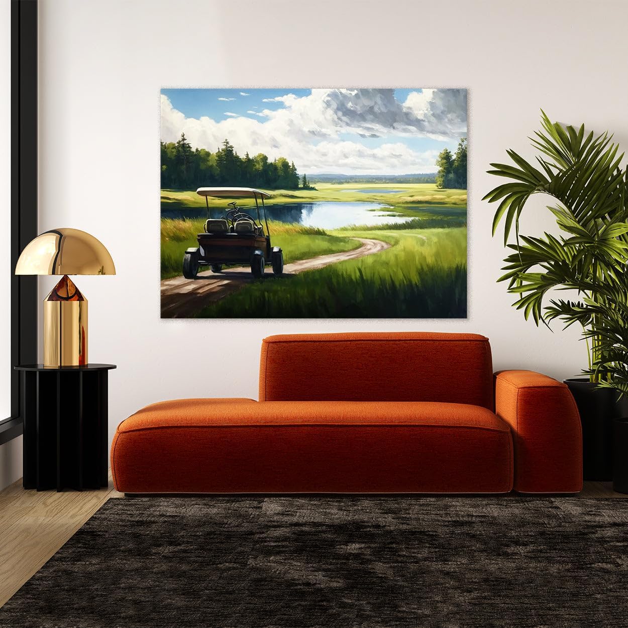 Sense Canvas Golf Cart Fairway Landscape 23 Canvas Art - Home Decor Wall Art Print Poster Painting Large 40x30 / 1.5"