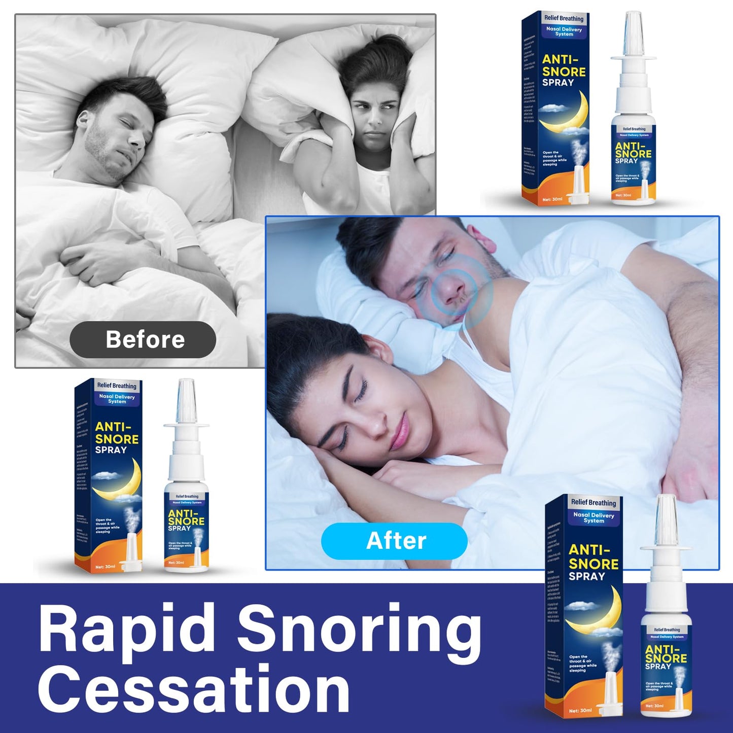 Anti Snoring Spray, Anti Snoring Devices, Fast SnoringStop Drops for Better Sleep Effective Snoring Solution, Helps Open The Throat & Air Passage While Sleeping