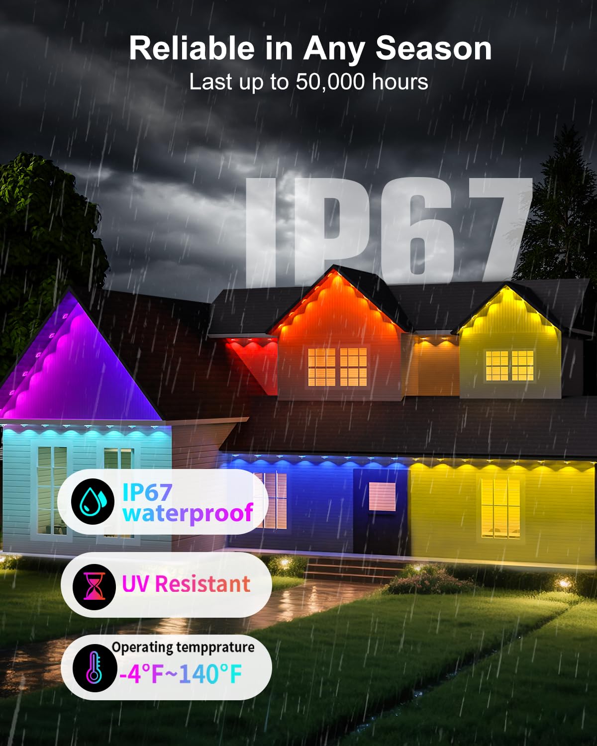 Tropwellhouse Permanent Outdoor Lights For House  200Ft Rgb Smart Led Eave Lights With App & Remote Control  Ip67 Waterproof For Outdoor Decorations Including Halloween  Christmas  And Daily Lighting