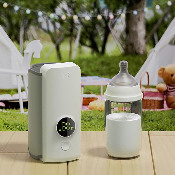 Portable Bottle Warmer, Fast Heating Milk Warmer for Travel, 6 Settings Temperature Display, 6000mAh Battery, USB Rechargeable Bottle Warmer On The Go, Waterless Warming Milk
