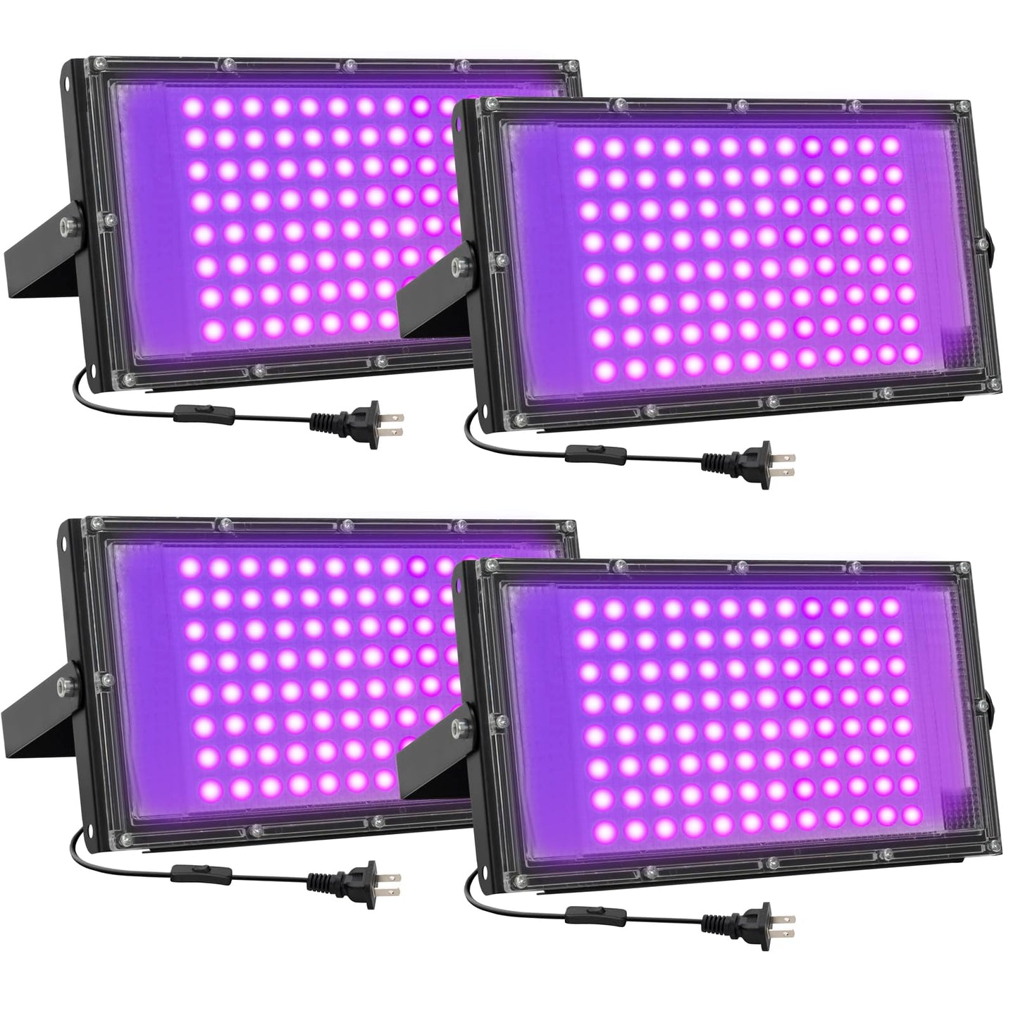 100W LED Black Lights for Glow Party - Waygor UV Blacklight Floodlight 395nm BlackLights Spotlight Purple Black Light Flood Light Fluorescent UV Lights Lamp for Halloween Decor (4 Pack)