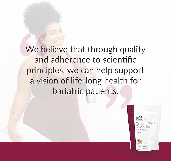Bariatric Advantage Calcium Citrate Chewy Bites 500 mg - for Bariatric Surgery Patients - Vitamin D3 - Sugar-Free Chewable Calcium Supplement - Bariatric Chews - Peanut Butter Chocolate - 90 Count