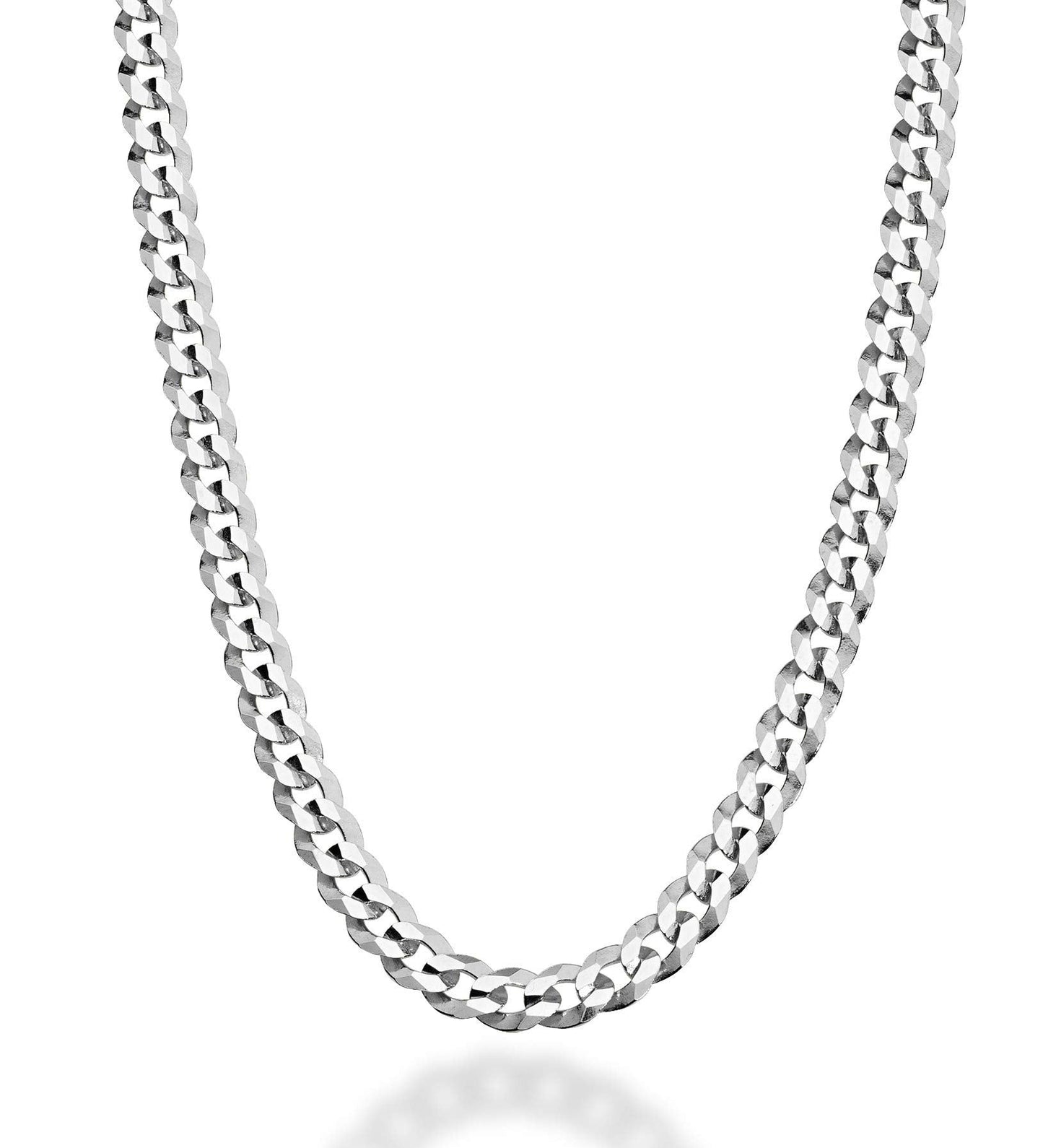 Miabella Solid 925 Sterling Silver Italian 5mm Diamond Cut Cuban Link Curb Chain Necklace for Women Men, Made in Italy (22 Inche
