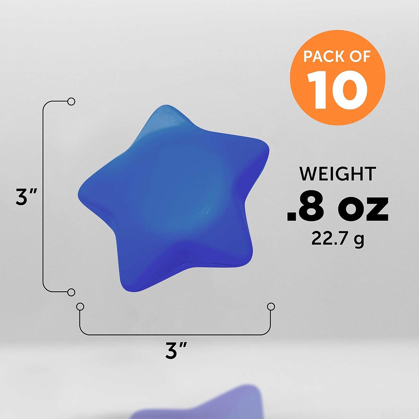 DISCOUNT PROMOS Star Squeeze Balls Set of 10, Bulk Pack - Anxiety Stress Relief, Perfect for Your Desk, Office or Home - Blue