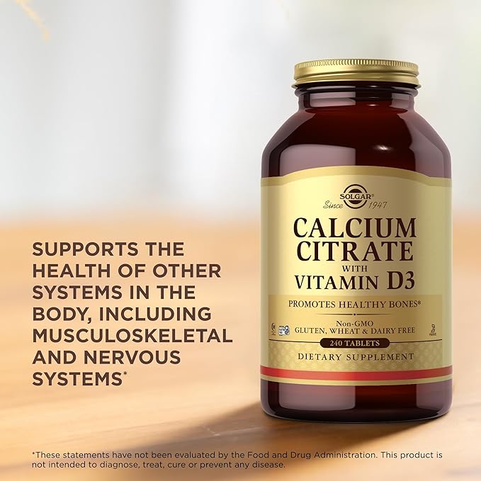 Solgar Calcium Citrate with Vitamin D3-240 Tablets - Non-GMO, Gluten Free, Kosher, Halal - 60 Servings