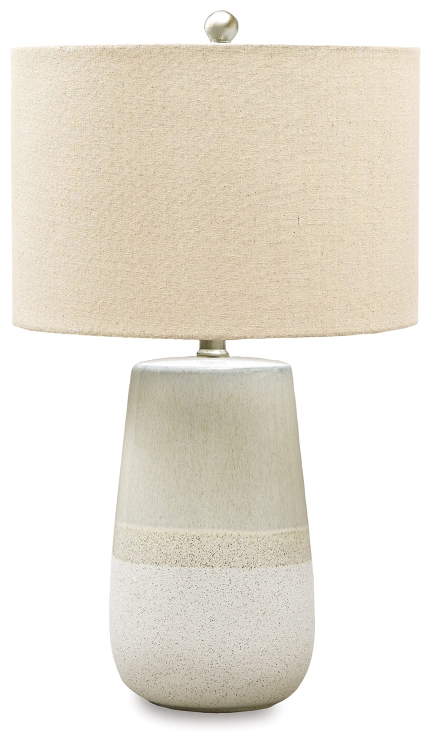 Signature Design By Ashley Shavon Table Lamp, 27 Textured Ceramic, Beige & White, Model L100724